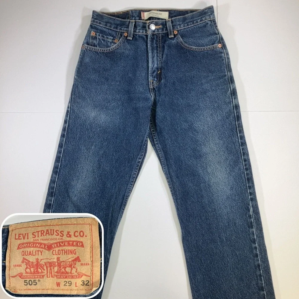 Vintage Levi's 505 Regular Fit Jeans Mens 29x32 Medium Wash Y2K